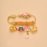 Buddha Stones Year Of The Horse Fu Character Lotus Attract Fortune Ruyi Handle Peace Buckle Luck Brooch