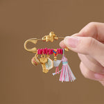 Buddha Stones Year Of The Horse Fu Character Lotus Attract Fortune Ruyi Handle Peace Buckle Luck Brooch