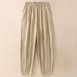 Buddha Stones Summer Simple Pure Color High Waisted Pleated Women's Harem Pants With Pockets