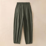 Buddha Stones Summer Simple Pure Color High Waisted Pleated Women's Harem Pants With Pockets