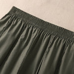 Buddha Stones Summer Simple Pure Color High Waisted Pleated Women's Harem Pants With Pockets