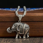 Buddha Stones Titanium Steel Elephant Strengthen Necklace Pendants