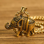 Buddha Stones Titanium Steel Elephant Strengthen Necklace Pendants
