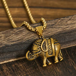 Buddha Stones Titanium Steel Elephant Strengthen Necklace Pendants