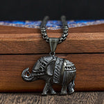 Buddha Stones Titanium Steel Elephant Strengthen Necklace Pendants