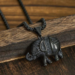 Buddha Stones Titanium Steel Elephant Strengthen Necklace Pendants