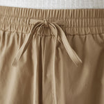 Buddha Stones Plain Buttoned Side Design Capri Cropped Women's Wide Leg Pants With Pockets