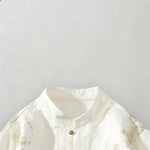 Buddha Stones Textured Jacquard Bagua Pattern Button Tang Suit Men's Half Sleeve Cotton Shirt