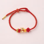 Buddha Stones Cat Copper Red String Luck Bracelet