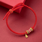 Buddha Stones Om Mani Padme Hum Fu Character Copper Red String Luck Bracelet