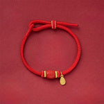 Buddha Stones Om Mani Padme Hum Fu Character Copper Red String Luck Bracelet