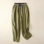 Buddha Stones Commute Color Blocking Design Women's Harem 7-8 Length Pants With Pockets