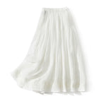 Buddha Stones Embroidery Hollow Design A-line Drawstring High Waist Women's Skirt With Pockets