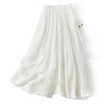 Buddha Stones Embroidery Hollow Design A-line Drawstring High Waist Women's Skirt With Pockets
