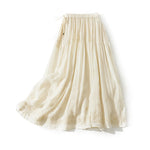 Buddha Stones Embroidery Hollow Design A-line Drawstring High Waist Women's Skirt With Pockets