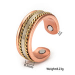 Buddha Stones Retro Twisted Design Copper Open Wealth Luck Cuff Bracelet Bangle Ring