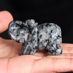 Buddha Stones ''May Blessings Walk With You'' Natural Small Elephant Amazonite Amethyst Jade Black Obsidian Stone Decoration Includes Gift Message Card