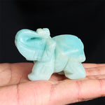 Buddha Stones ''May Blessings Walk With You'' Natural Small Elephant Amazonite Amethyst Jade Black Obsidian Stone Decoration Includes Gift Message Card