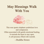 Buddha Stones ''May Blessings Walk With You'' Natural Small Elephant Amazonite Amethyst Jade Black Obsidian Stone Decoration Includes Gift Message Card