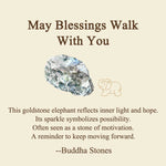 Buddha Stones ''May Blessings Walk With You'' Natural Small Elephant Amazonite Amethyst Jade Black Obsidian Stone Decoration Includes Gift Message Card