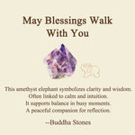 Buddha Stones ''May Blessings Walk With You'' Natural Small Elephant Amazonite Amethyst Jade Black Obsidian Stone Decoration Includes Gift Message Card