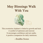 Buddha Stones ''May Blessings Walk With You'' Natural Small Elephant Amazonite Amethyst Jade Black Obsidian Stone Decoration Includes Gift Message Card