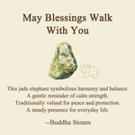 Buddha Stones ''May Blessings Walk With You'' Natural Small Elephant Amazonite Amethyst Jade Black Obsidian Stone Decoration Includes Gift Message Card
