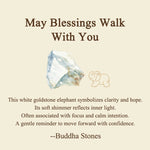 Buddha Stones ''May Blessings Walk With You'' Natural Small Elephant Amazonite Amethyst Jade Black Obsidian Stone Decoration Includes Gift Message Card