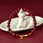 Buddha Stones Bamboo Cinnabar 925 Sterling Silver Concentration Bracelet