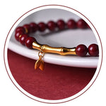 Buddha Stones Bamboo Cinnabar 925 Sterling Silver Concentration Bracelet