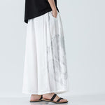 Buddha Stones Summer Dragon Drawstring Design Cotton Ankle-Length Men's Wide Leg Pants With Pockets