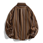 Buddha Stones Retro Color Blocked Stripes Long Sleeve Button Men's Cotton Shirts With Pocket
