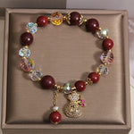 Buddha Stones Sandalwood Fu Character Lucky Fortune Money Bag Charm Protection Bracelet