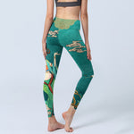 Buddha Stones Elegant Fairy Crane Cloud Pine Tree Pattern Print Gym Leggings Women's Yoga Pants