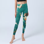 Buddha Stones Elegant Fairy Crane Cloud Pine Tree Pattern Print Gym Leggings Women's Yoga Pants
