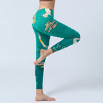 Buddha Stones Elegant Fairy Crane Cloud Pine Tree Pattern Print Gym Leggings Women's Yoga Pants
