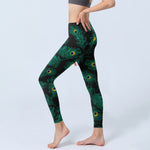 Buddha Stones Retro Peacock Feather Pattern Print Gym Leggings Women's Yoga Pants