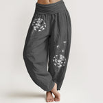 Buddha Stones Pure Cotton Concise Dandelion Pattern Women's Elastic Waist Harem Pants