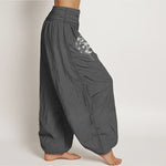 Buddha Stones Pure Cotton Concise Dandelion Pattern Women's Elastic Waist Harem Pants