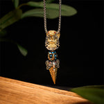 Buddha Stones Tibetan Om Mani Padme Hum Buddha Wealth Rotation Necklace Vajra Pendant