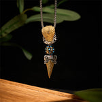 Buddha Stones Tibetan Om Mani Padme Hum Buddha Wealth Rotation Necklace Vajra Pendant