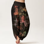 Buddha Stones Cotton Dreamlike Butterfly Pattern Women's Elastic Waist Harem Pants