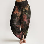 Buddha Stones Cotton Dreamlike Butterfly Pattern Women's Elastic Waist Harem Pants