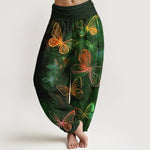 Buddha Stones Cotton Dreamlike Butterfly Pattern Women's Elastic Waist Harem Pants