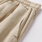 Buddha Stones Plain Drawstring Design Men's Capri Cropped Cotton Linen Wide Leg Pants With Pockets