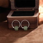 Buddha Stones 925 Sterling Silver Hetian Jade Prosperity Earrings