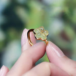 Buddha Stones Plum Blossom Hetian Jade Copper Luck Ring