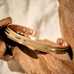 Buddha Stones Retro Twisted Design Copper Open Wealth Luck Cuff Bracelet Bangle Ring