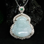 Buddha Stones Jade Laughing Buddha Abundance Necklace Pendant