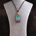 Buddha Stones Medicine Buddha Ebony Wood Peace Necklace Pendant